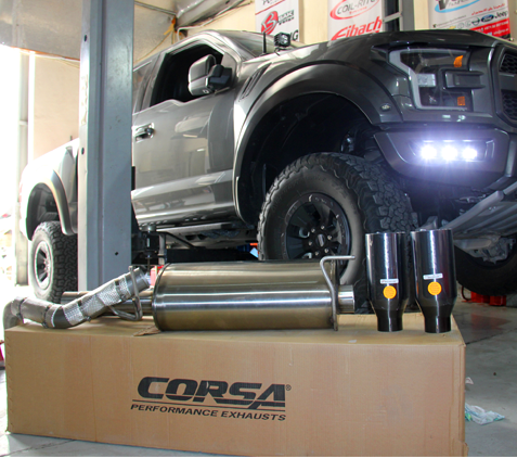 CORSA العادم Cat-Back Sports 3.0 ″ مدخل و 5.0 ″ نهاية الطرف Ford F150 Raptor 3.5L Ecoboost 2017-2020 2