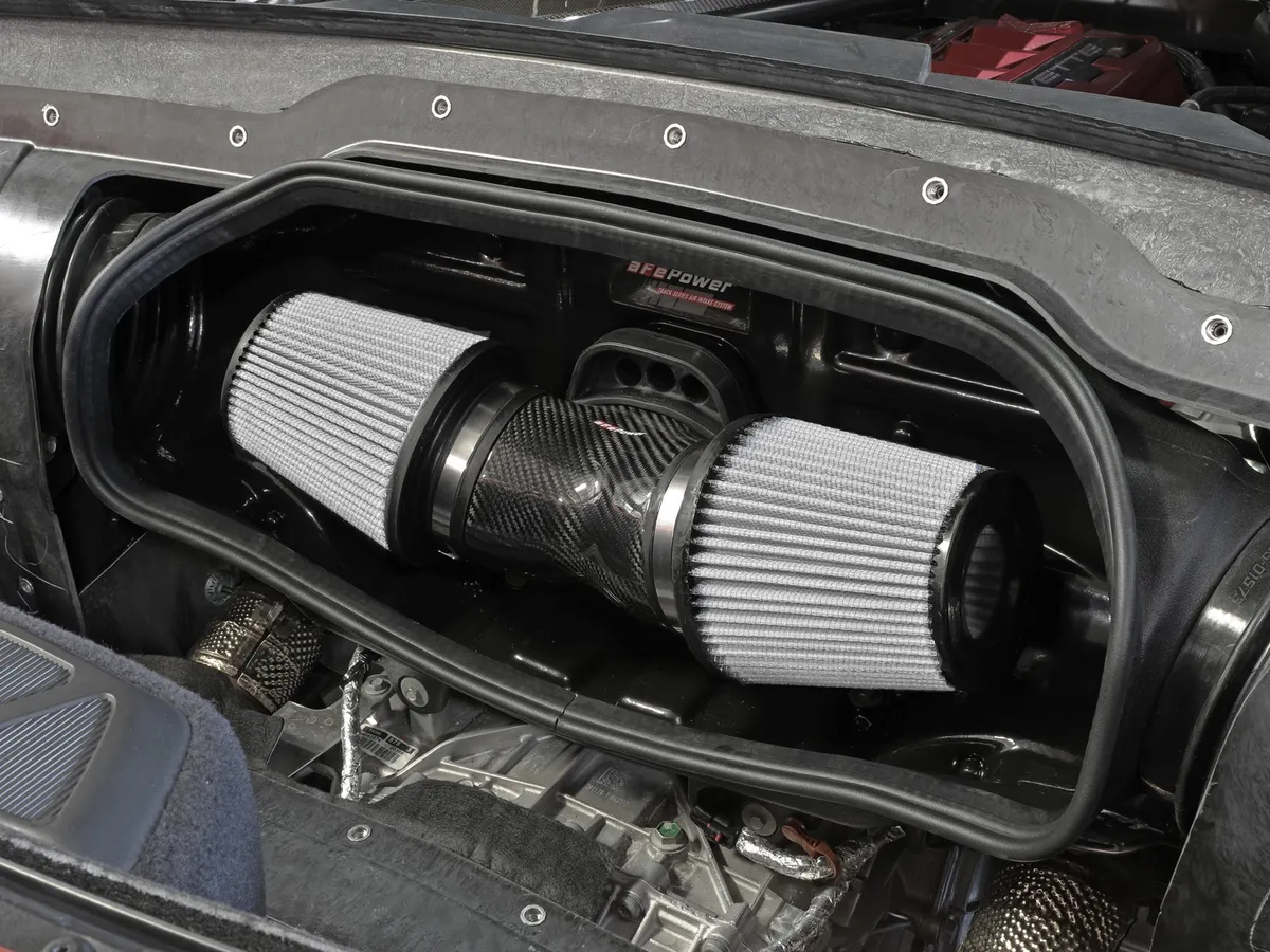 AFE Track Series من ألياف الكربون نظام سحب هواء لسيارة Corvette C8 2020-Up 2