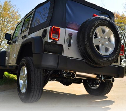 QTP Cat-Back Axle Back w/ 3 ″ Cut Outs for Jeep Wrangler 2007-2018 2