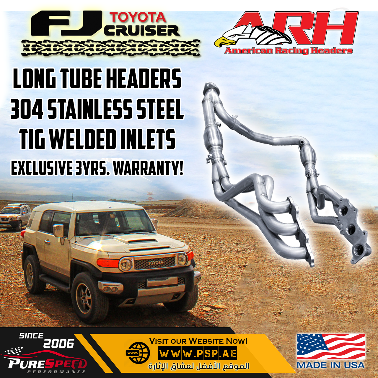 ARH هدرز & Y-Pipe مع قطط لـ FJ Cruiser / Prado / 4-Runner 2010-Up 2