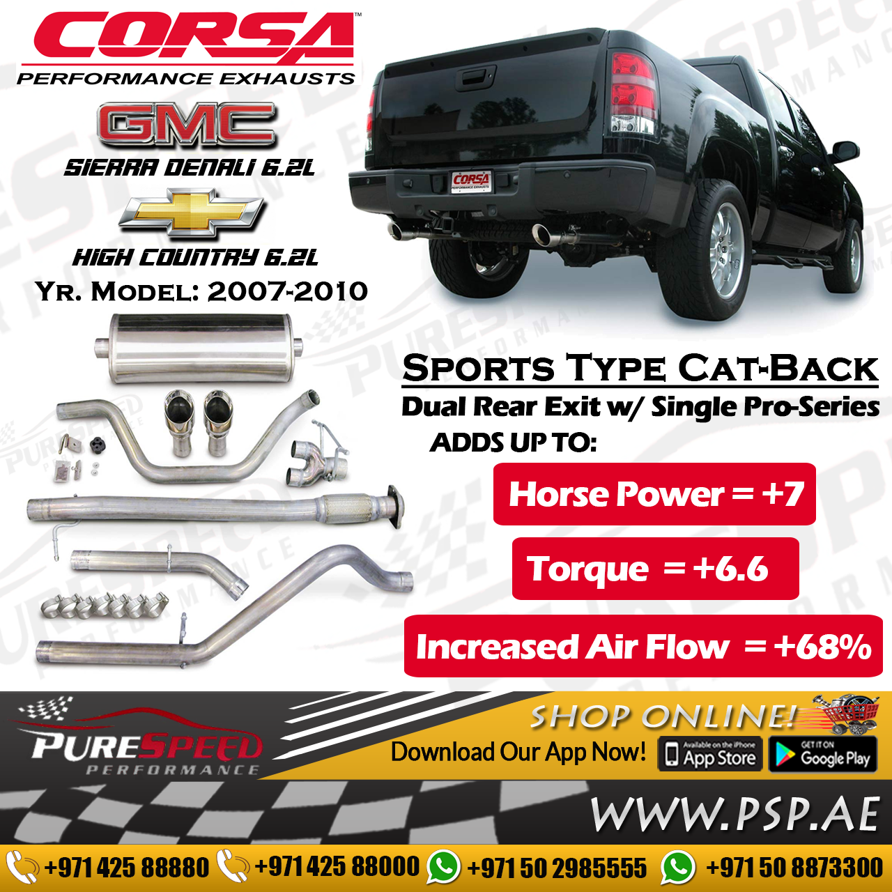 Corsa Sports Cat-Back مخرج خلفي مزدوج GM Trucks 6.2L 2007-2013 2