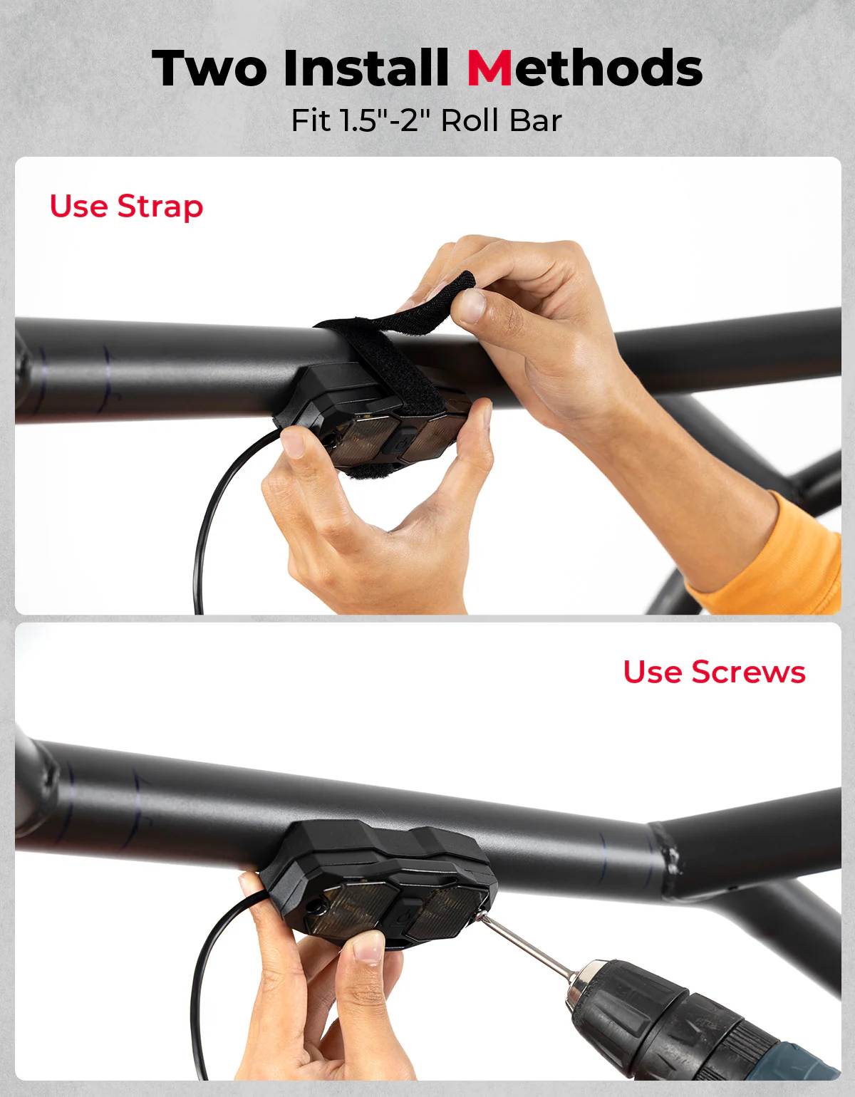 Kemi Moto Dome Light Roll Bar 600mAh القابلة لإعادة الشحن 3