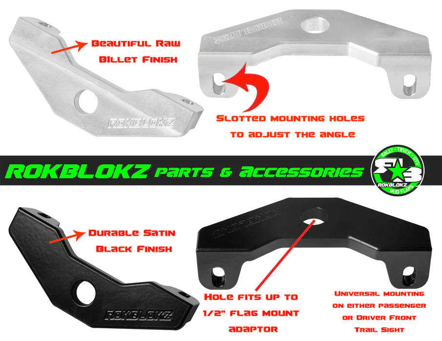 ROKBLOKZ Trail Sight Billet Flag Mount for Ford Bronco 2021+ & Ford Bronco Raptor 2022+ 6