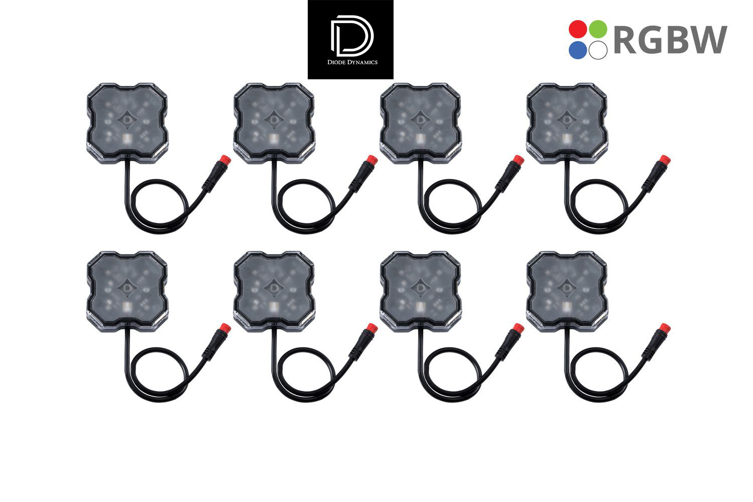 طقم تثبيت LED Diode Dynamics Rock Light RGBW، (8 عبوات) مع وحدة تحكم 1