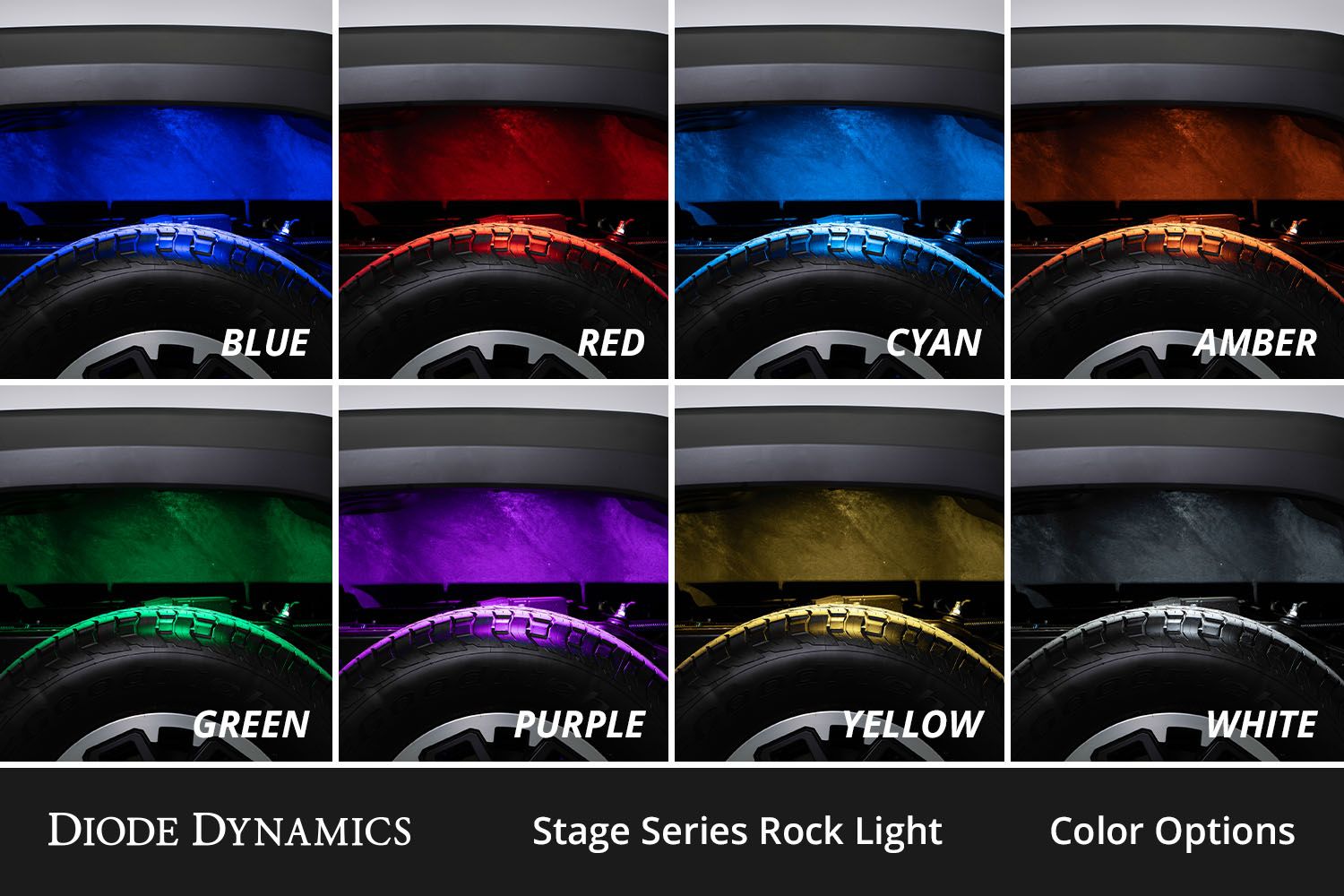 طقم تثبيت LED Diode Dynamics Rock Light RGBW، (8 عبوات) مع وحدة تحكم 6