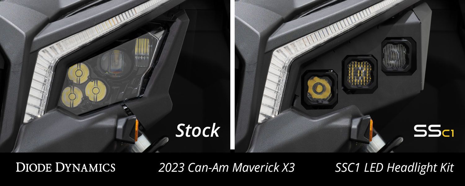 مجموعة المصابيح الأمامية Diode Dynamics SSC1 Pro لـ Can-Am Maverick X3 2017+ 4