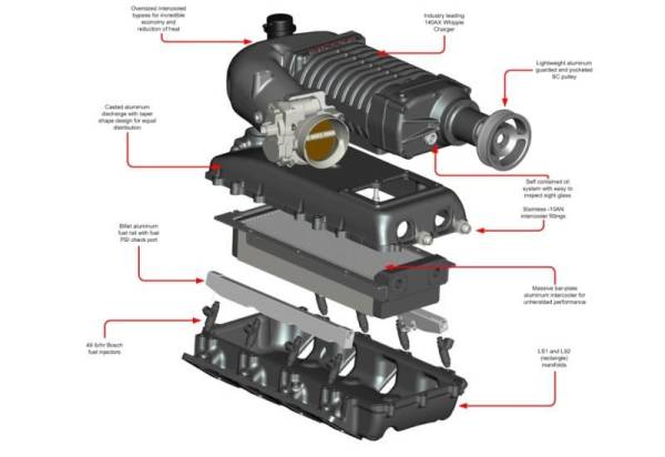WHIPPLE سوبرتشارجر 2.3L لشاحنات GM HD 2500/3500 6.0L 2014-2019 2