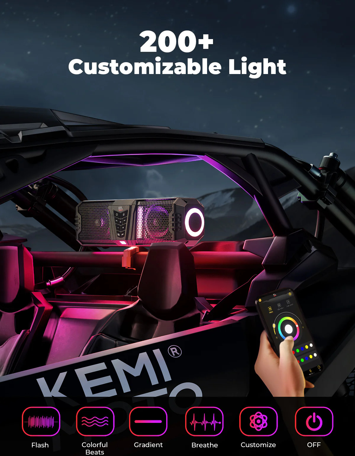 شريط الصوت Kemi Moto Midnight 40 RGB Universal Bluetooth 16 ″ 6